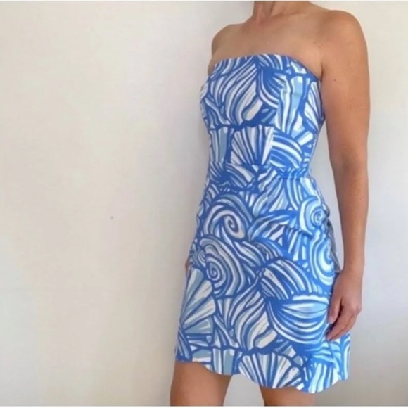 Vineyard Vines Dresses & Skirts - NWT✨Vineyard Vines🌊Nautilus Shell Print Strapless Summer Dress Cornflower Blue